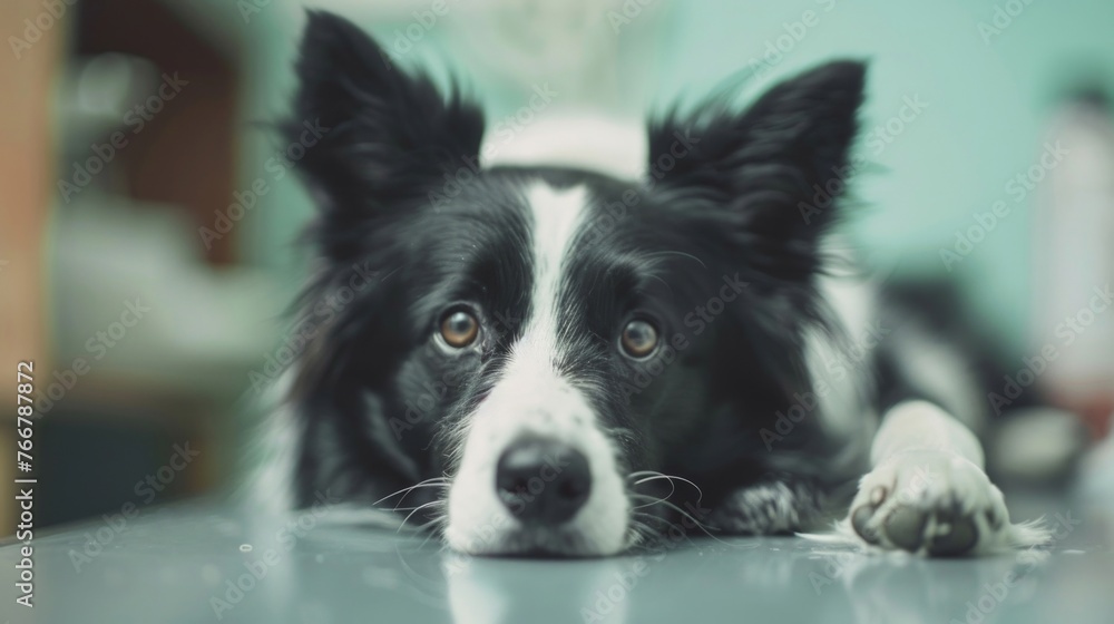 Border Collie Lying Down Indoors Border Collie Lying Down Indoors