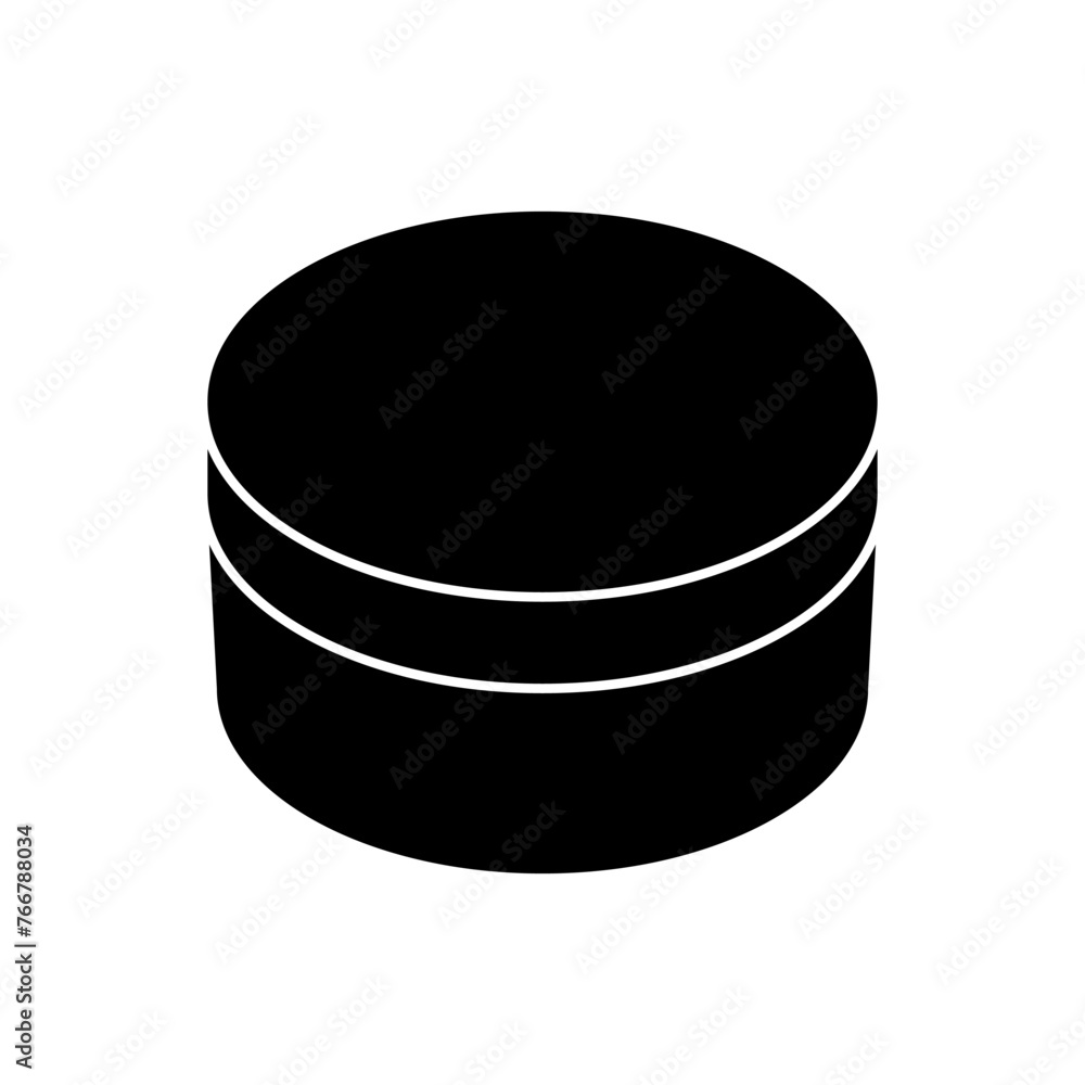 Cosmetic container vector black silhouette icon isolated on white background. Cosmetic container vector black silhouette icon isolated on white background.