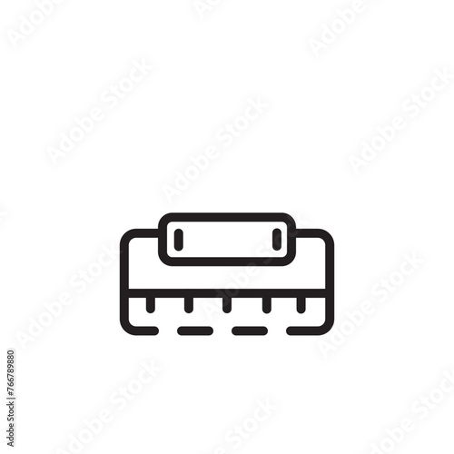 Blues Harmonica Music Line Icon