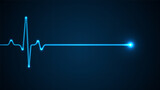 Emergency ekg monitoring. Blue heart pulse. Heart beat. Electrocardiogram