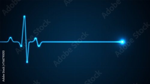 Emergency ekg monitoring. Blue heart pulse. Heart beat. Electrocardiogram