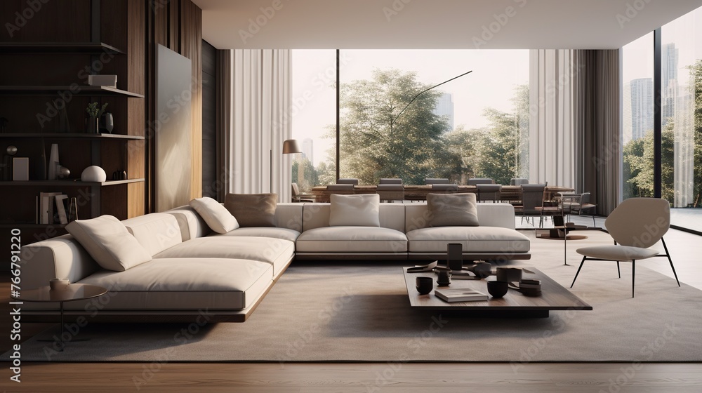 Interior design of modern luxurious living room with sophisticated palette Interior design of modern luxurious living room with sophisticated palette