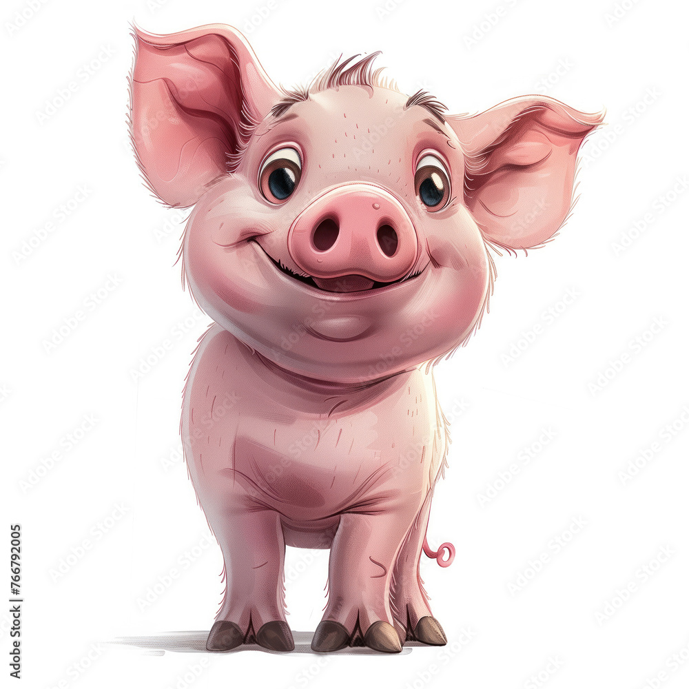 Fototapeta premium Cute Funny Cartoon Pig, Illustration for Children Book, Generative AI