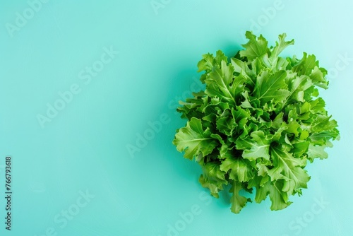 Bunch of Lettuce on Blue Background
