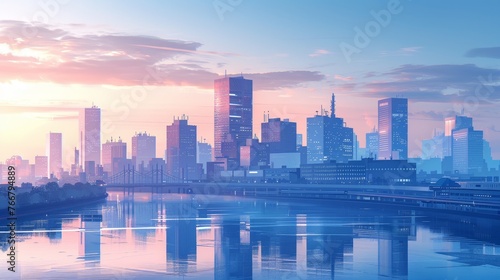 An artistic rendering of a minimalist futuristic city skyline with a focus on medical centers specializing in cardiology © Media Srock