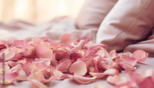 Rose petals in bed romance and fresh conditioner