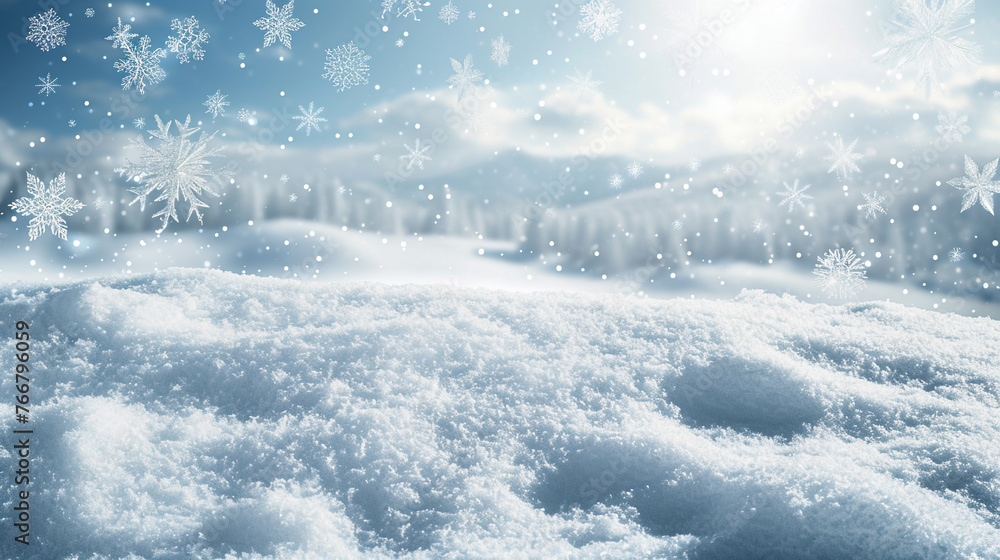 Fototapeta premium Snow flakes abstract background 