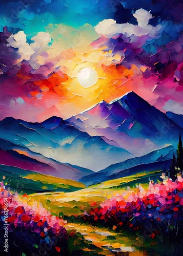 Abstract palette knife landscape painting