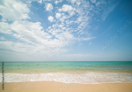 Beautiful horizon Landscape summer panorama front view point tropical sea beach white sand clean and blue sky background calm Nature ocean Beautiful  wave water travel at Sai Kaew Beach thailand © Singh