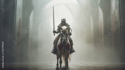  A knight traverses foggy thresholds © Sirisook