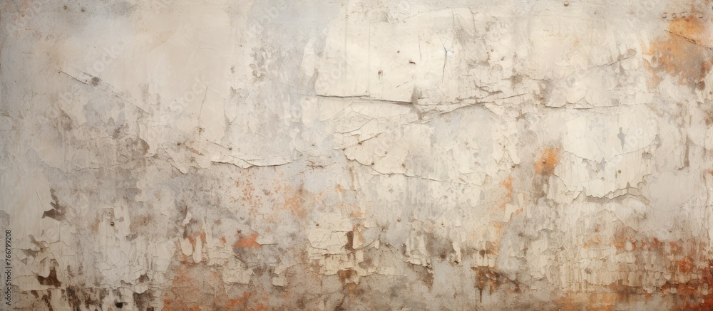 An aged wall displays chipped and flaking paint, contrasting with a bright red fire hydrant nearby in a city scene An aged wall displays chipped and flaking paint, contrasting with a bright red fire hydrant nearby in a city scene