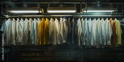 rack of clothes, Mens shirts on the rack in the style of cross processing photo