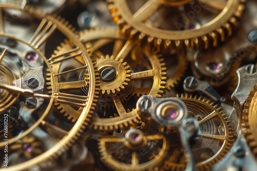Closeup of clockwork gears. Conceptual image of time.