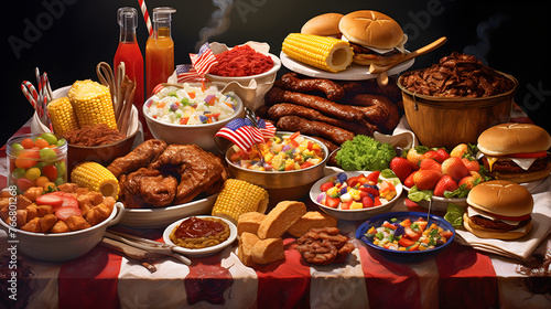 American Feast: A Colorful Spread of Classic American Dishes photo