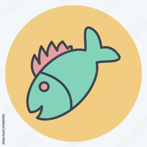 Icon Grilled Fish. suitable for Meat. color mate style. simple design editable. design template vector. simple illustration