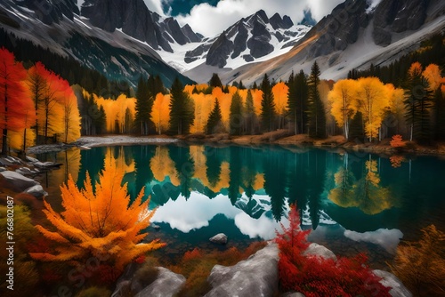 autumn landscape with lake