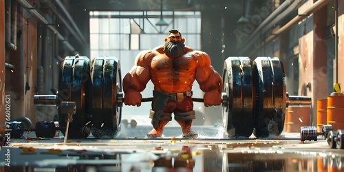 Determined Heavyweight Powerlifter Crushing Personal Bests in Gritty Gym Environment photo