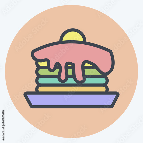 Icon Pancake. suitable for Bakery symbol. color mate style. simple design editable. design template vector. simple illustration
