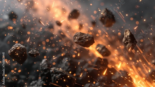 Meteorite fragments sparkle.