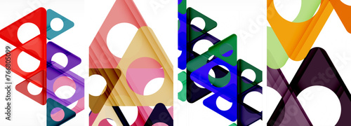 Abstract background set featuring captivating triangles. Harmonious blend of geometry and style, these designs bring modern flair