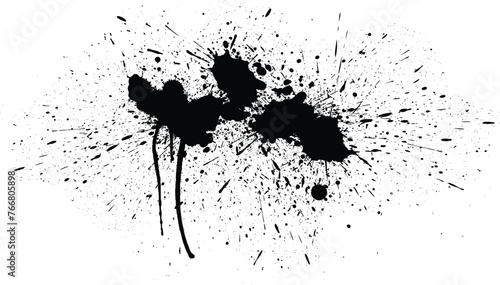 black ink splatter splash grunge graphic style on white background