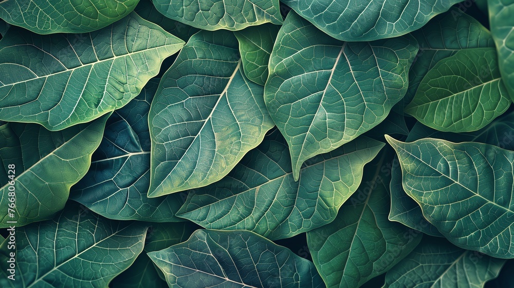 Fototapeta premium green leaf texture background with detailed organic pattern and closeup veins for natural look 