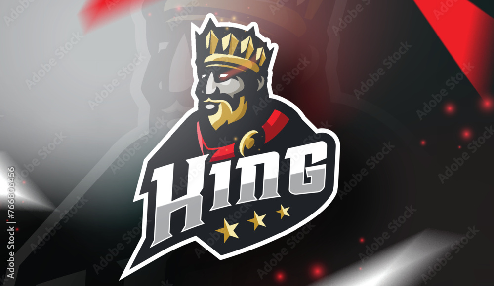 Gold Crown King gaming logo template for esport