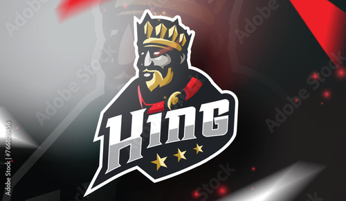 Gold Crown King gaming logo template for esport