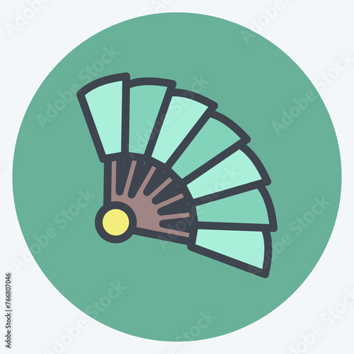 Icon Hand Fan. suitable for Japanese symbol. color mate style. simple design editable. design template vector. simple illustration