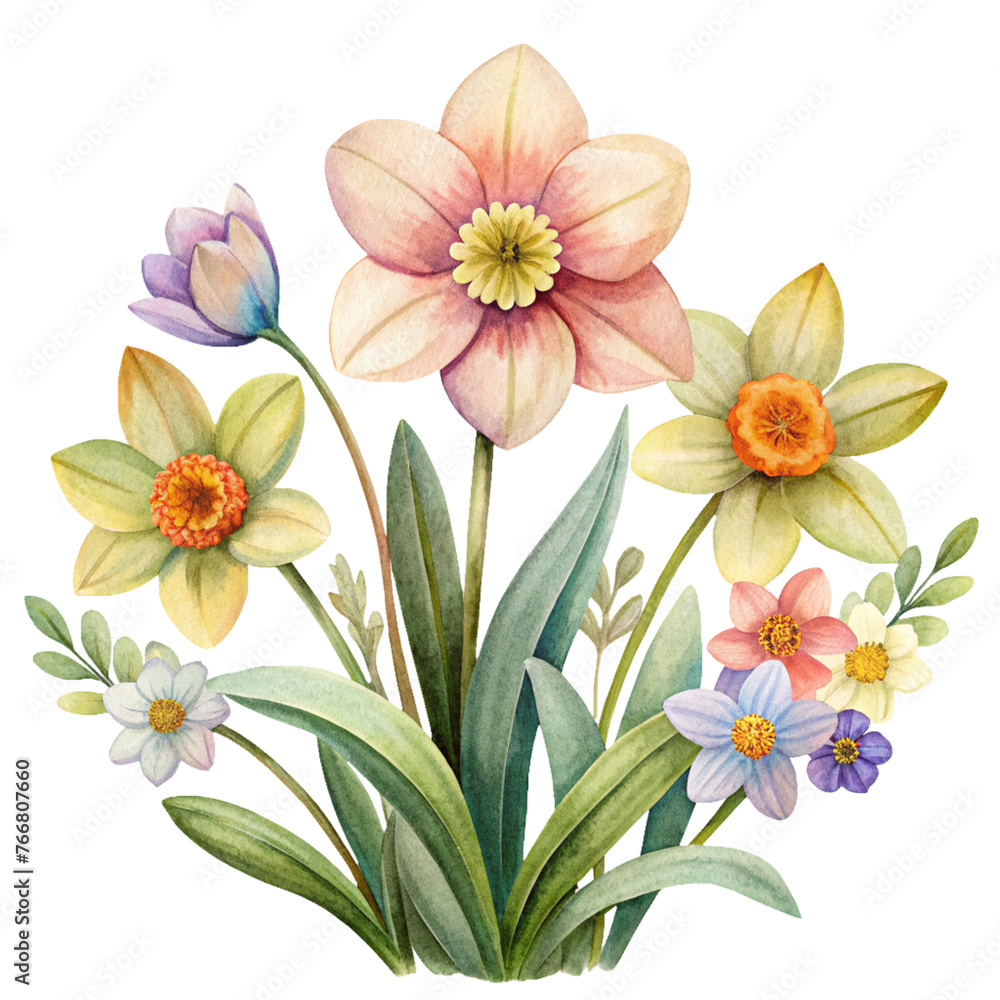 bouquet of flowers isolated on white, AI Generated