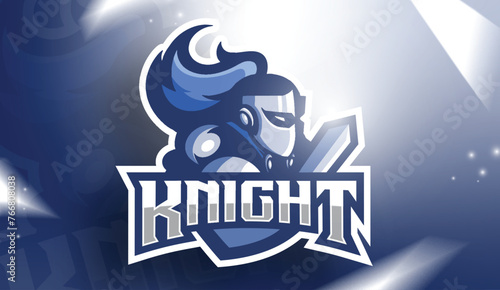 Blue Knight gaming logo template for esport