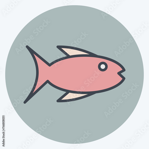 Icon Fishing. suitable for education symbol. color mate style. simple design editable. design template vector. simple illustration