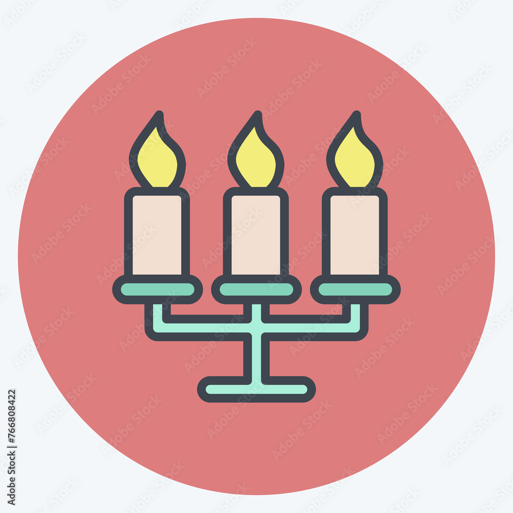 Icon Candelabrum. suitable for House symbol. color mate style. simple design editable. design template vector. simple illustration