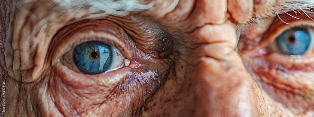 detailed closeup of old senior man eyes with visible iris and wrinkled skin capturing natural aging texture and facial expression in an elderly portrait detailed closeup of old senior man eyes with visible iris and wrinkled skin capturing natural aging texture and facial expression in an elderly portrait