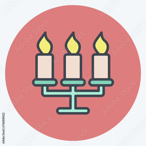 Icon Candelabrum. suitable for House symbol. color mate style. simple design editable. design template vector. simple illustration
