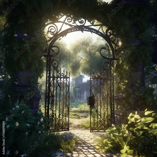 An Open Iron Gate Leads to a Charming Secret G...

 photo