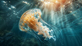 jellyfish drifting gracefully through the depths of the ocean