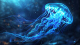 luminous jellyfish drifting gracefully through the depths of the ocean