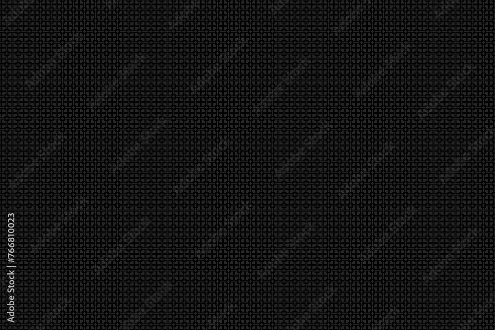 Seamless geometric pattern. Background. Black small squares on a dark gray background. Flyer background design, advertising background, fabric, clothing, texture, textile pattern. Seamless geometric pattern. Background. Black small squares on a dark gray background. Flyer background design, advertising background, fabric, clothing, texture, textile pattern.