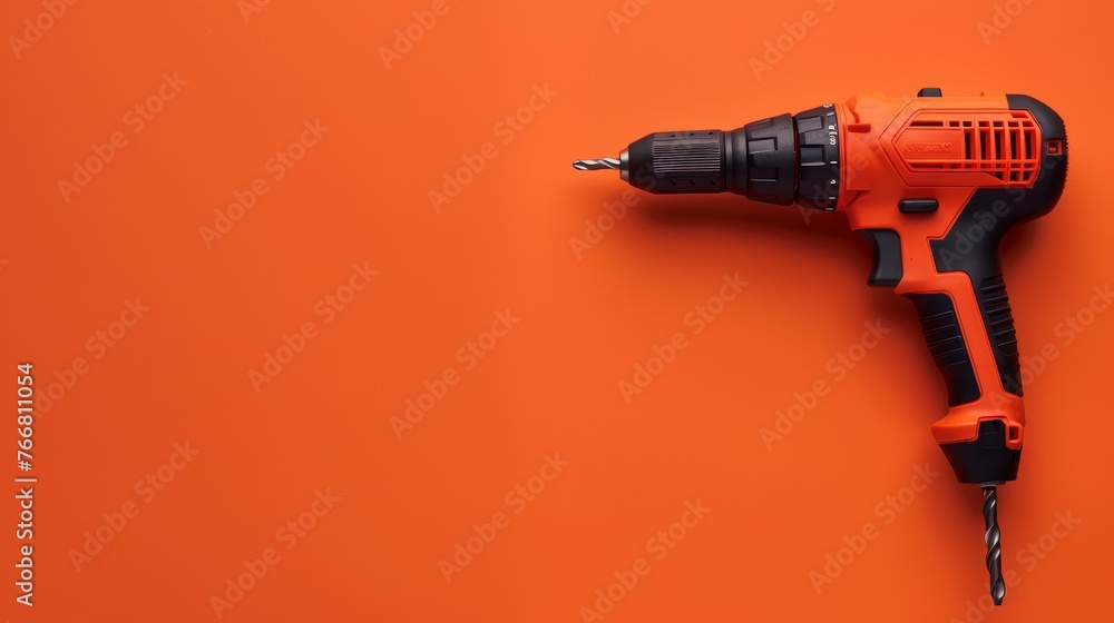 Drill on the orange background Drill on the orange background