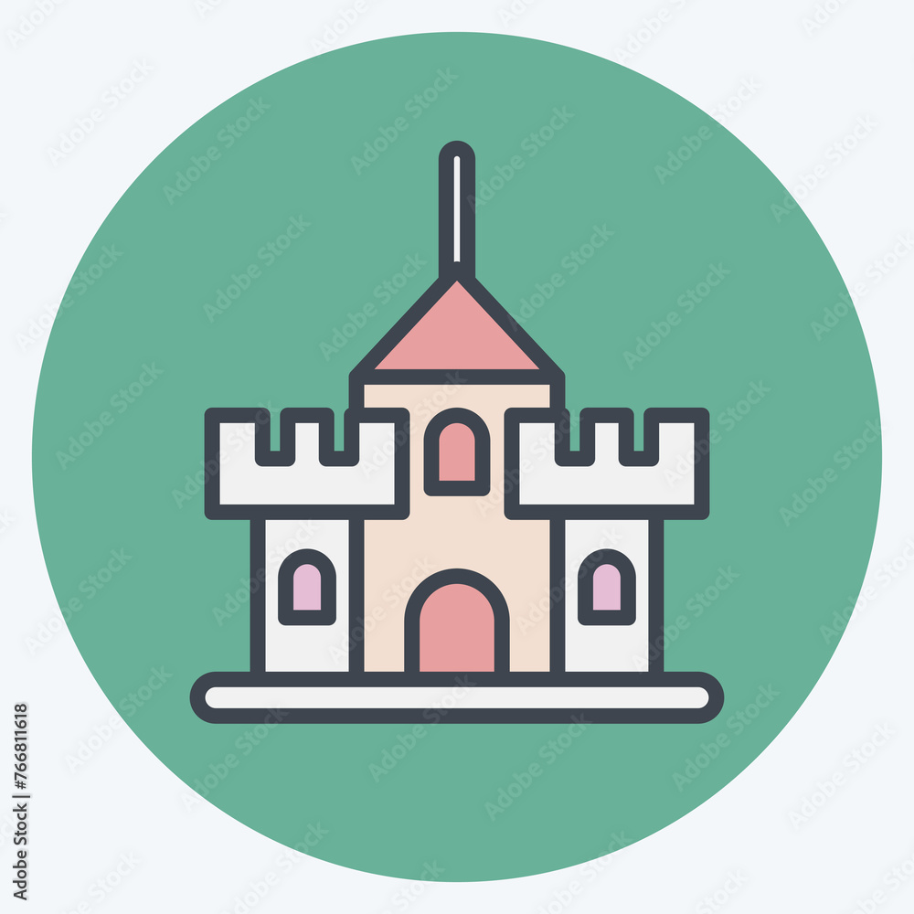 Icon Fortress. suitable for education symbol. color mate style. simple design editable. design template vector. simple illustration