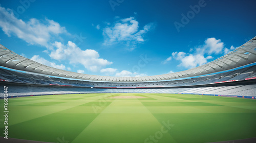 cricket stadium with blue sky