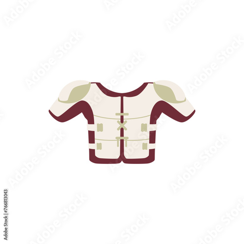 Protective college football uniform, vector cartoon sport football jersey equipment template kit, body armor corselet