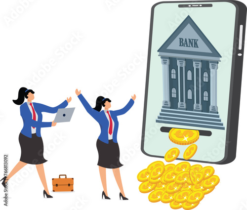 Investment Banking Financial Services, Savings and Wealth Management, Wealth Management and Lending. Isometric traders are investing in banking and making a good profit