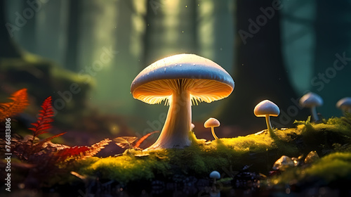 Mushroom illustration, concept of healthy sustainable food and organic products