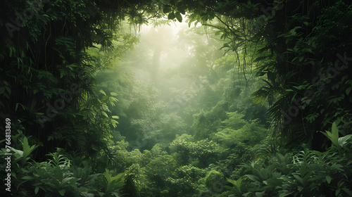 Beautiful dense forest with the center exposed to light forming a beautiful circle  natural background concept