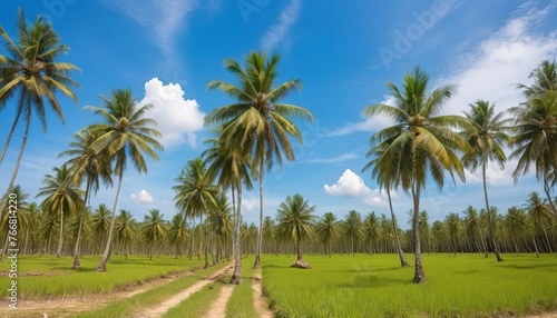 Coconut palm plantation with blue sky in Thailand © Sergiu