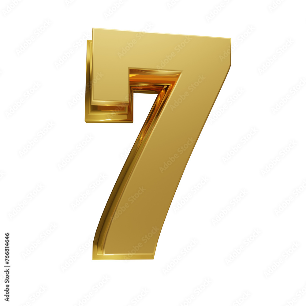 Golden number 7 on transparent background Golden number 7 on transparent background