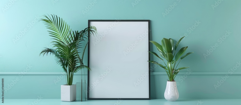 Minimalistic Poster Frame Mock up Plant Minimalistic Poster Frame Mock up Plant