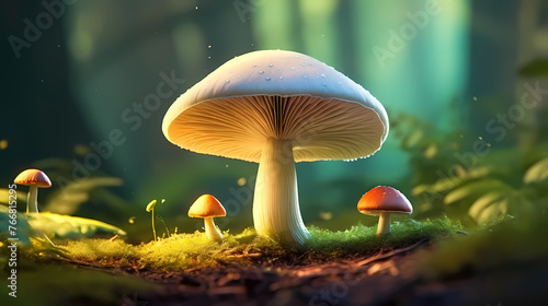 Mushroom illustration, concept of healthy sustainable food and organic products